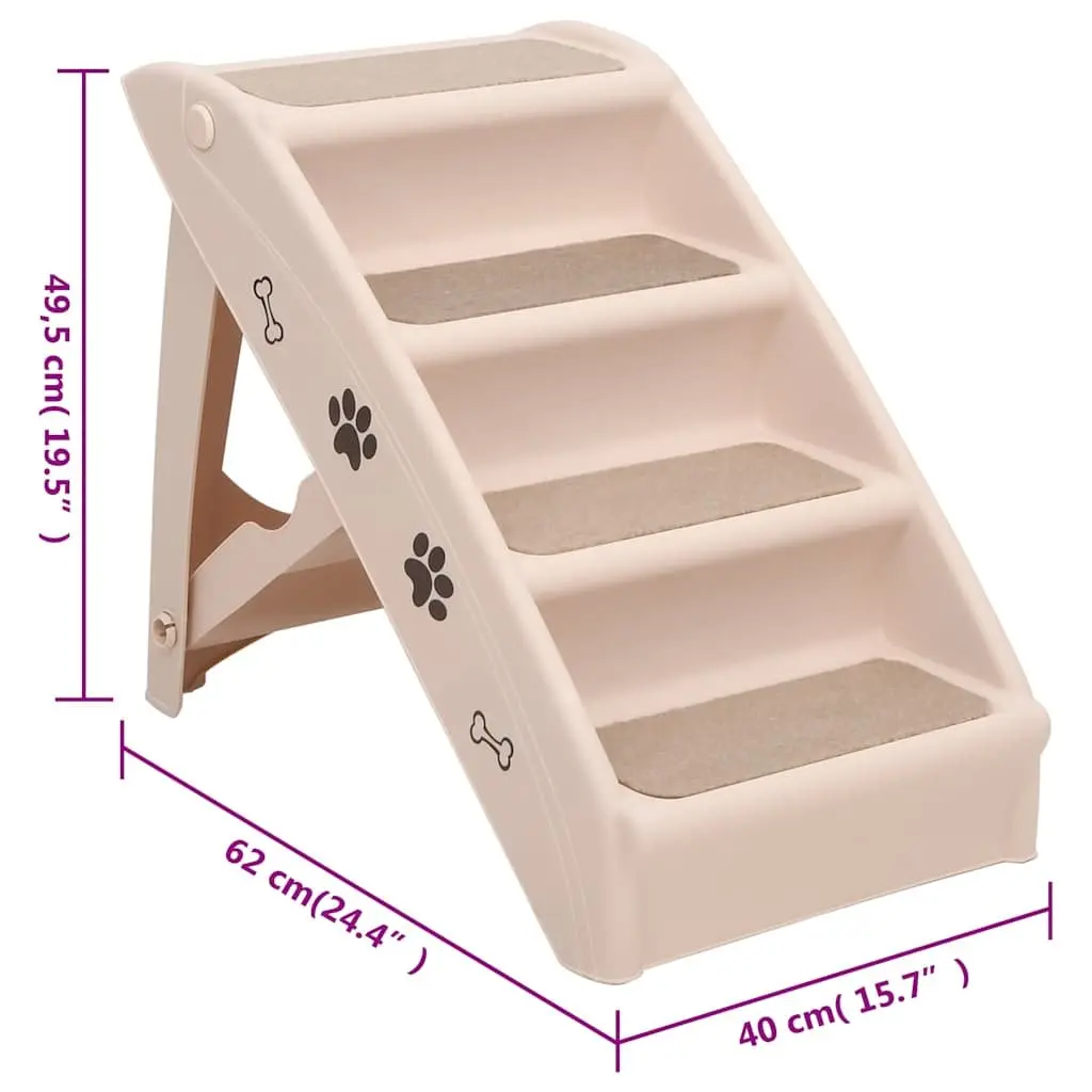 Folding Pet Stairs Ramp for Dogs Cats Bed Sofa Access Cream 62 x 40 x 49.5 cm