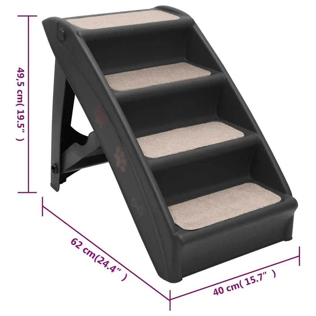 Folding Pet Stairs Black Dog Cat Steps Ramp Ladder Furniture Access Small Large