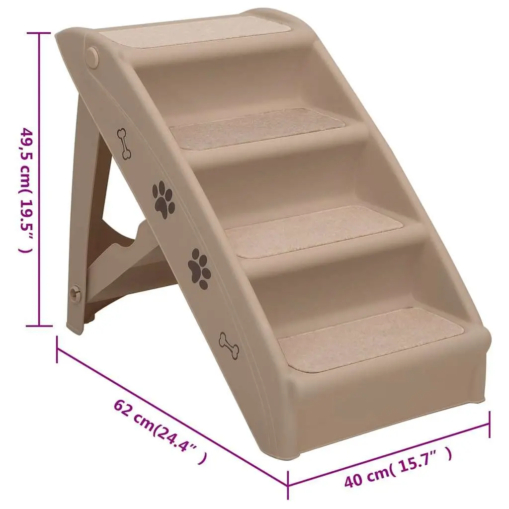 Folding Pet Stairs in Brown