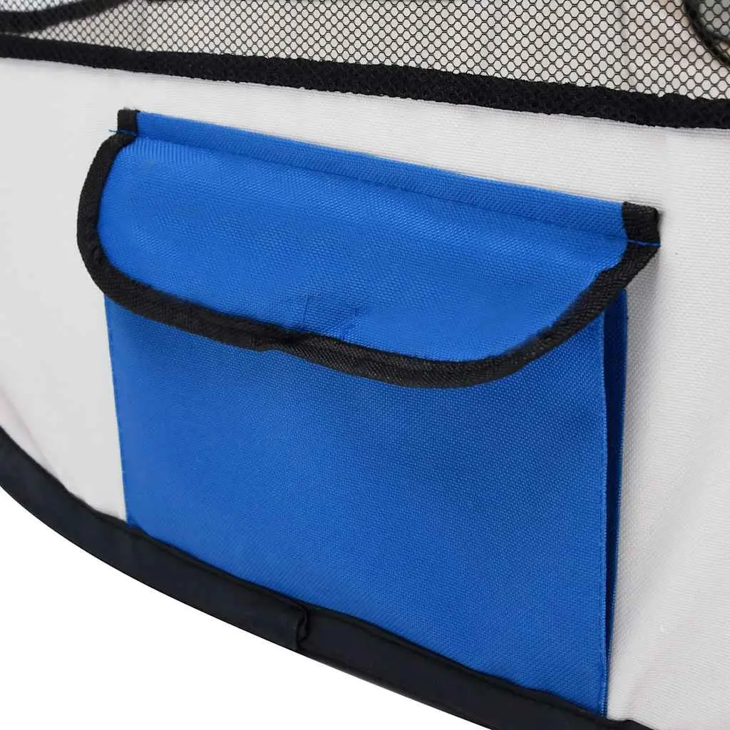 Foldable Dog Playpen Blue 90x90x58cm with Bag