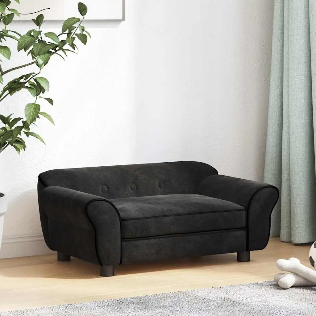 Dog Sofa Bed for Pets Black Plush Cushion Small Animals 72 x 45 x 30 cm