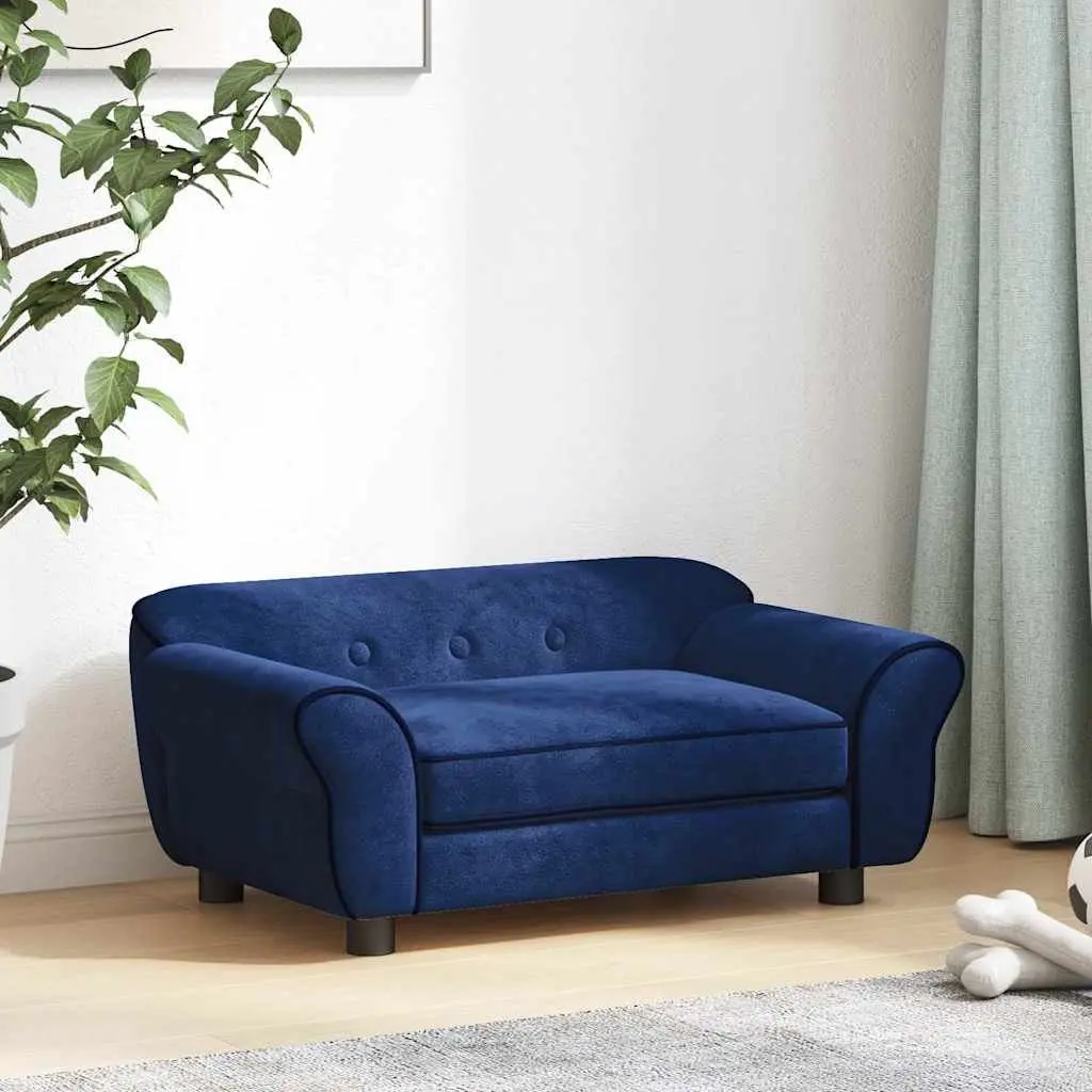 Dog Sofa Bed for Small Animals Blue Plush Cushion Washable Cover