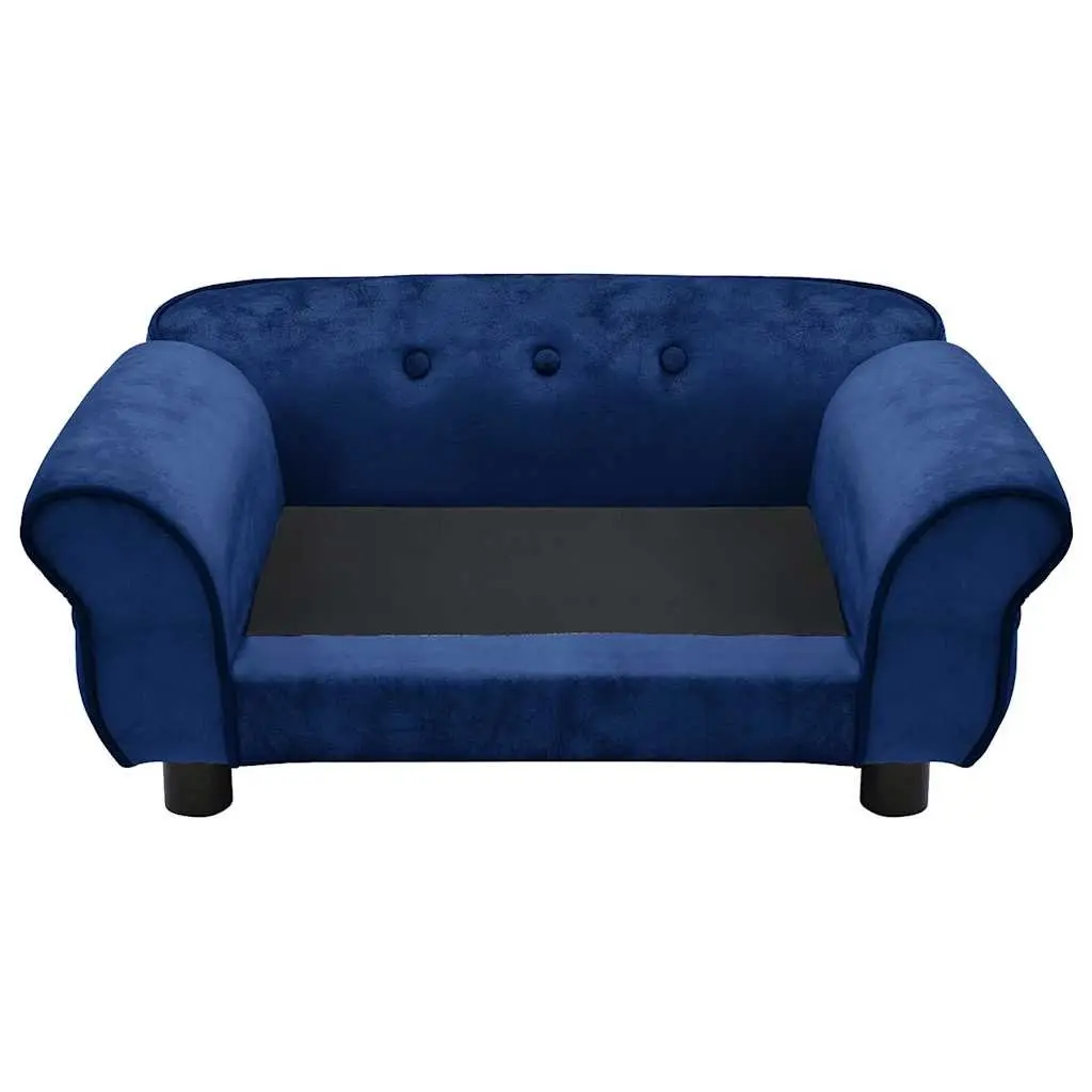 Dog Sofa Bed for Small Animals Blue Plush Cushion Washable Cover