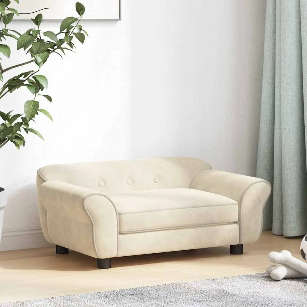 Dog Sofa Pet Bed Cream Plush Cushion for Small Animals 72 x 45 x 30 cm