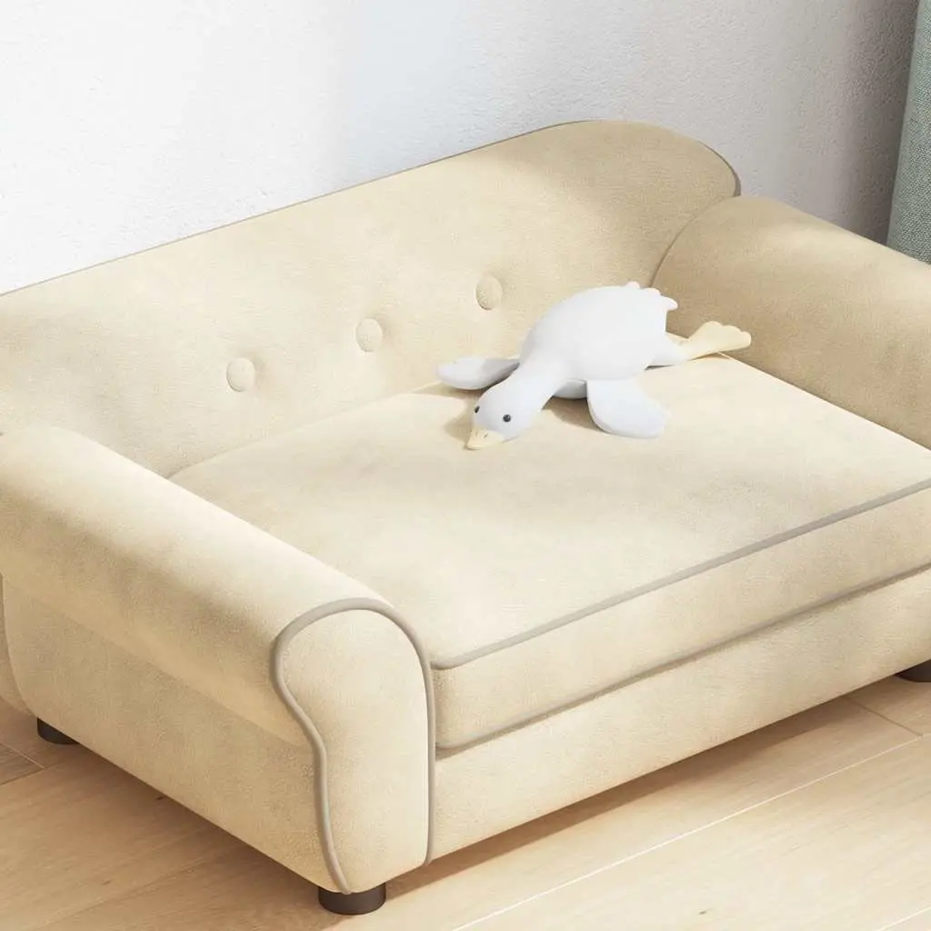 Dog Sofa Pet Bed Cream Plush Cushion for Small Animals 72 x 45 x 30 cm