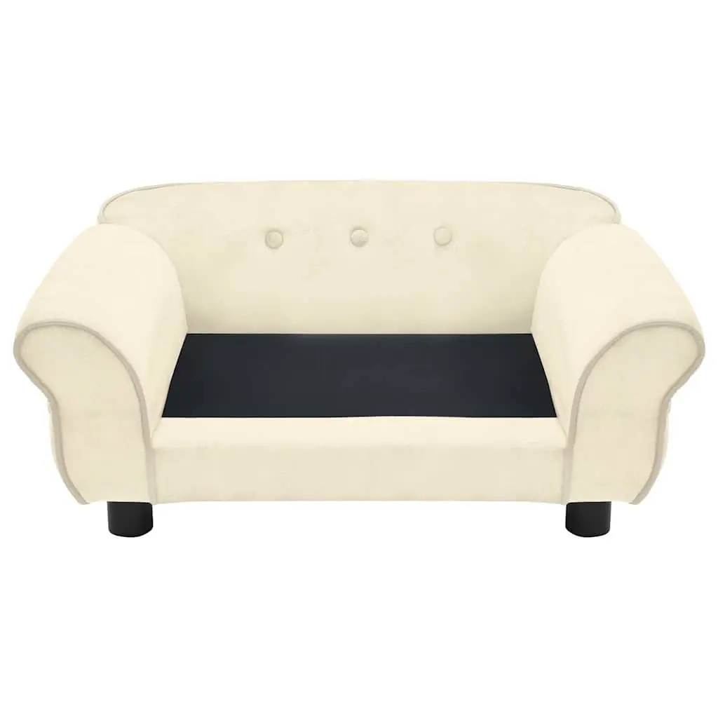Dog Sofa Pet Bed Cream Plush Cushion for Small Animals 72 x 45 x 30 cm