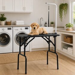 Dog Grooming Table Adjustable Height Foldable Pet Groomer Stainless Steel Arm