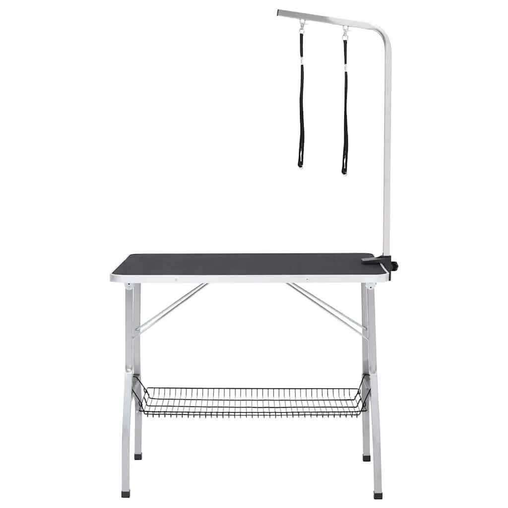 Adjustable Dog Grooming Table Foldable Pet Grooming Arm with 2 Loops and Basket
