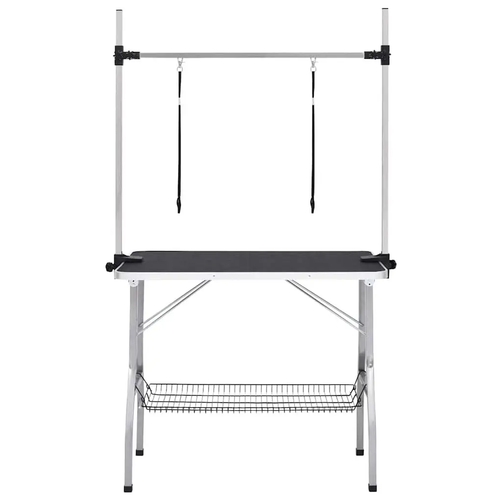 Dog Grooming Table Adjustable Height Foldable Non-Slip Tabletop Basket Storage