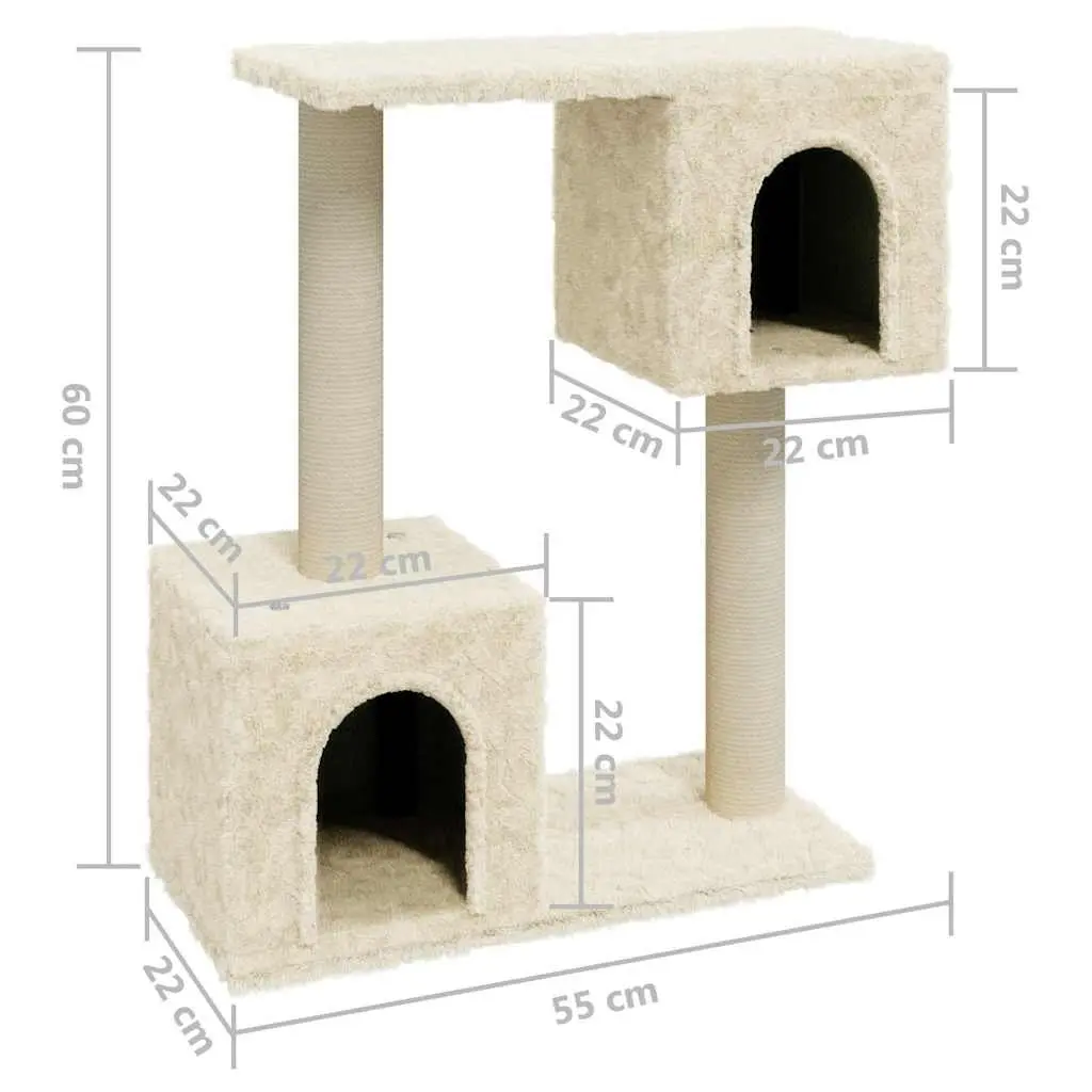 Cat Tree Scratching Posts Cream 60cm Climbing Perch House Platform Rest