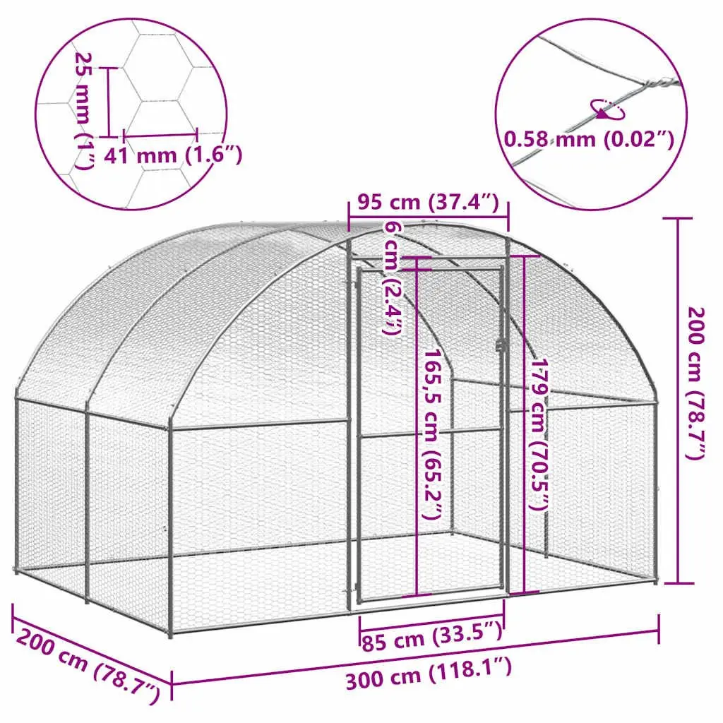 3x2x2m Chicken Coop with Galvanised Steel Frame