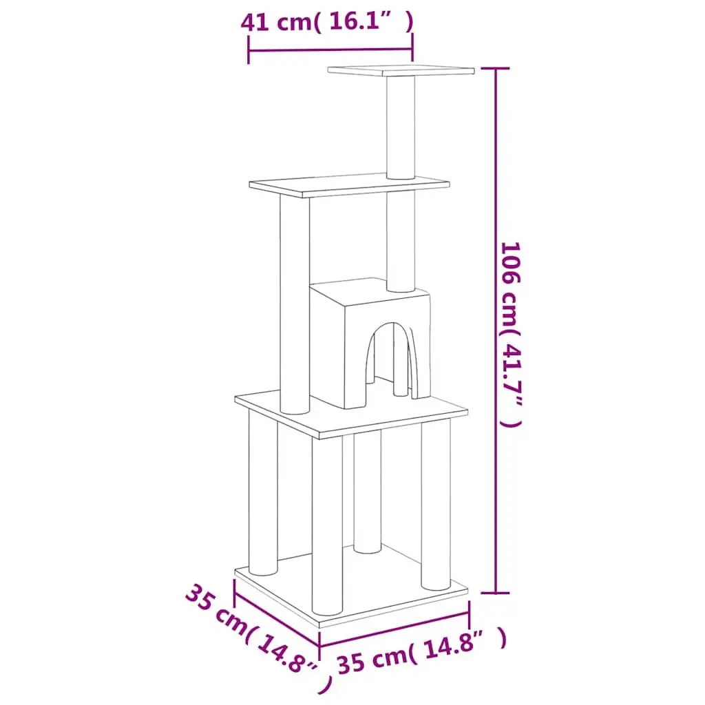 Cat Tree Scratching Post Climbing Activity Centre Perch Rest Cream 105cm