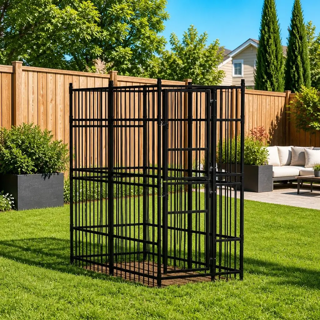 Dog Kennel Outdoor Exercise Run Play Pen Black 1.84m²