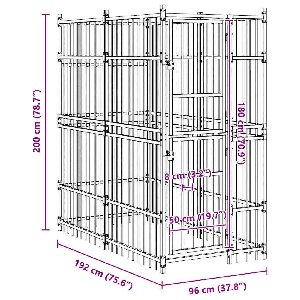 Dog Kennel Outdoor Exercise Run Play Pen Black 1.84m²