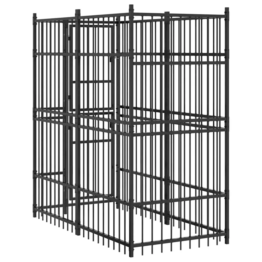 Dog Kennel Outdoor Exercise Run Play Pen Black 1.84m²