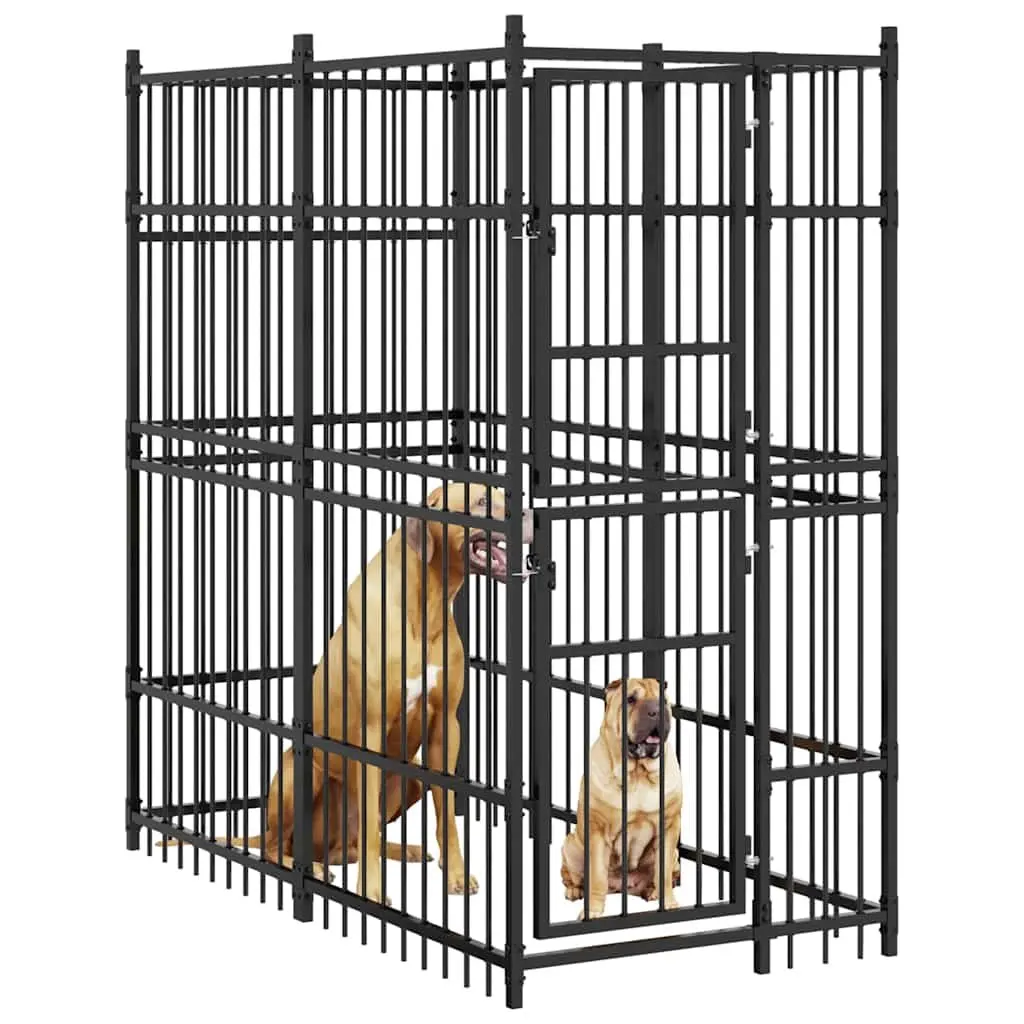 Dog Kennel Outdoor Exercise Run Play Pen Black 1.84m²