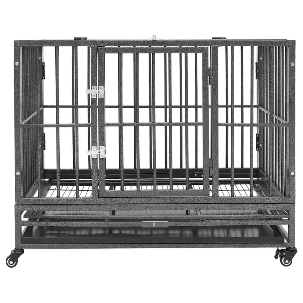 Dog Cage for Indoor Use Steel Frame with Wheels Lockable 102 x 72 x 85 cm