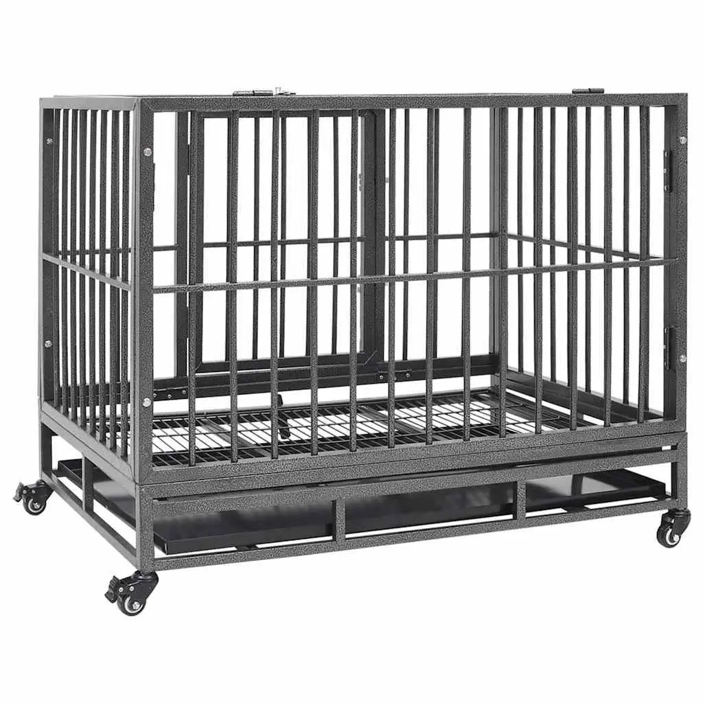 Dog Cage for Indoor Use Steel Frame with Wheels Lockable 102 x 72 x 85 cm