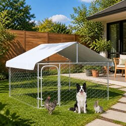 Outdoor Dog Kennel: 200x200x150 cm, Steel Frame