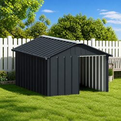 Outdoor Dog House - 116.5 x 153 x 81.5 cm, Galvanised Steel