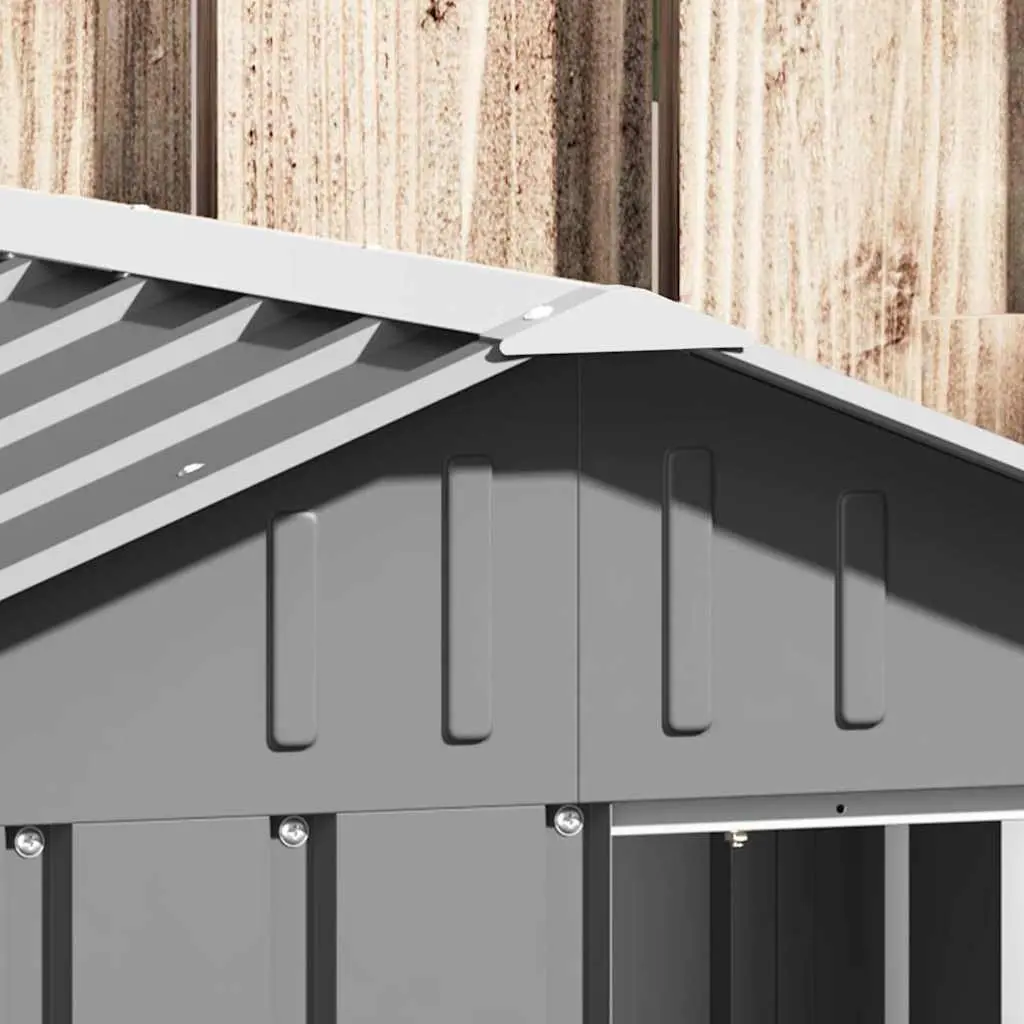 Dog House Grey Outdoor Kennel Shelter Galvanised Steel Weather Protection