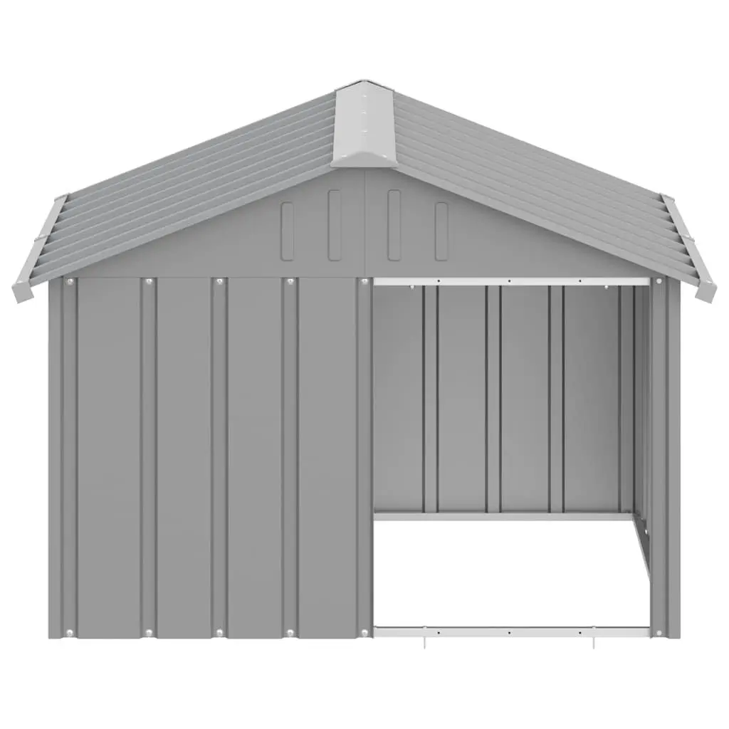 Dog House Grey Outdoor Kennel Shelter Galvanised Steel Weather Protection
