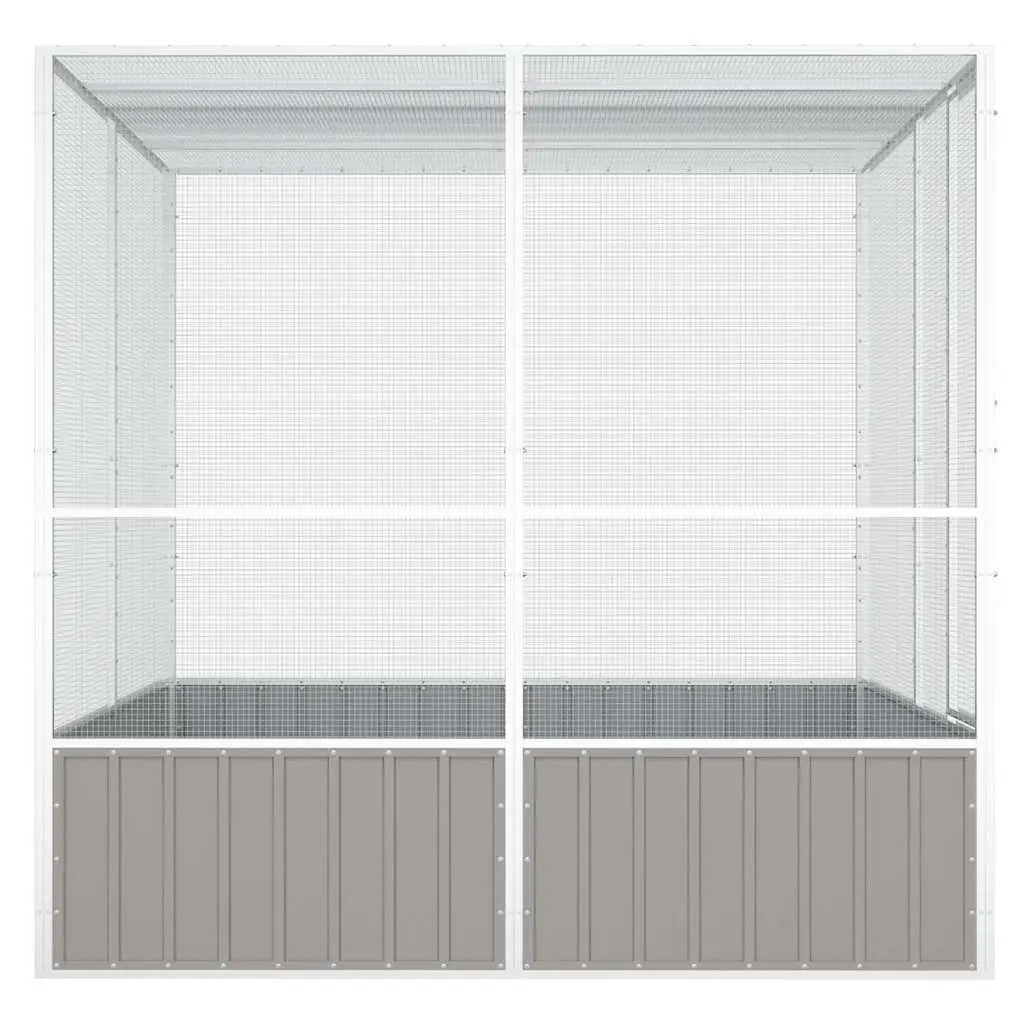 Bird Cage Grey Large Aviary Indoor Outdoor 213.5 x 217.5 x 211.5 cm Galvanised Steel Frame