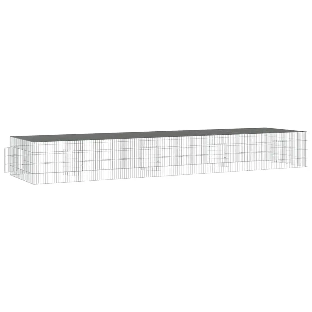 4-Panel Rabbit Cage Small Animal Hutch Run Playpen Galvanised Iron Silver 433cm