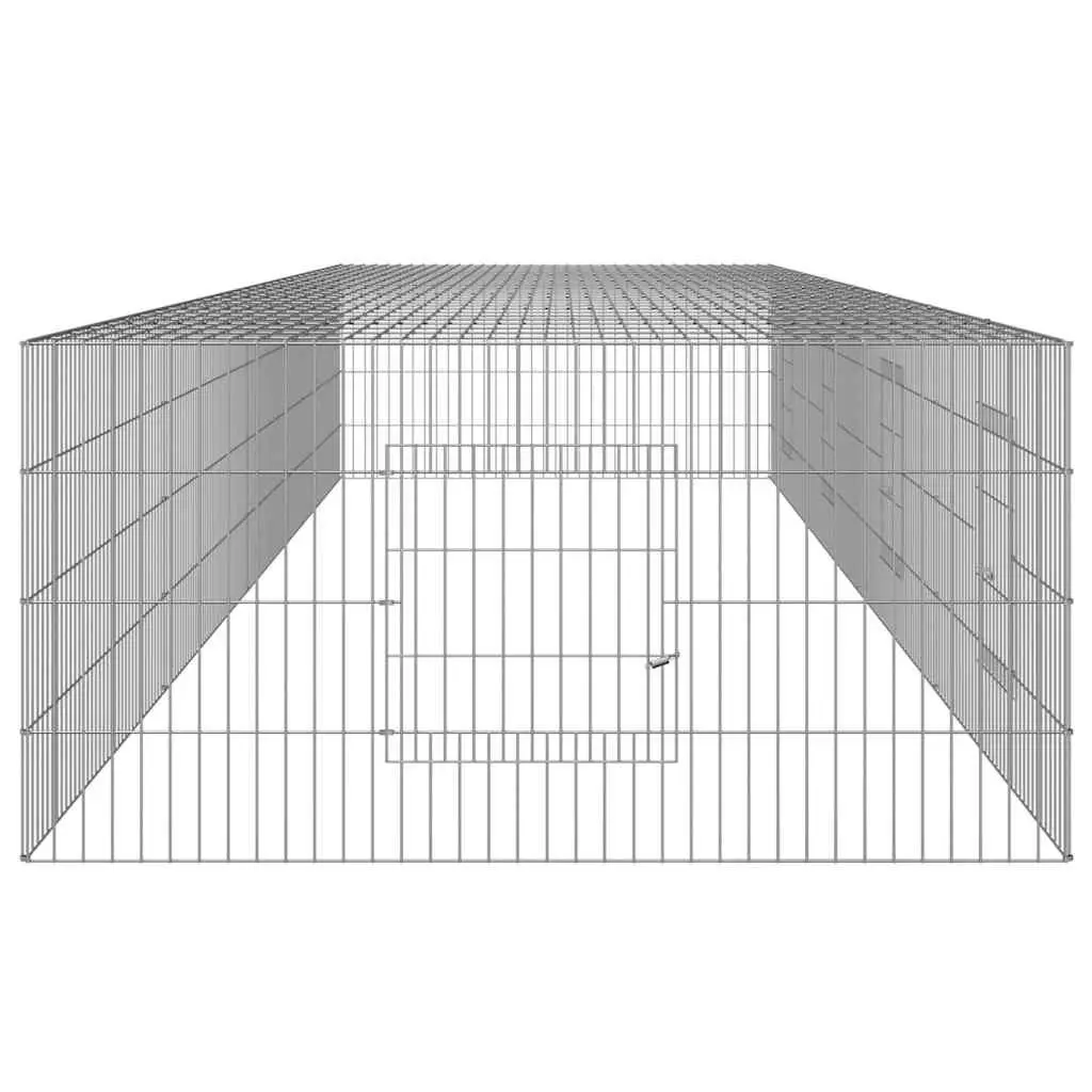 4-Panel Rabbit Cage Small Animal Hutch Run Playpen Galvanised Iron Silver 433cm