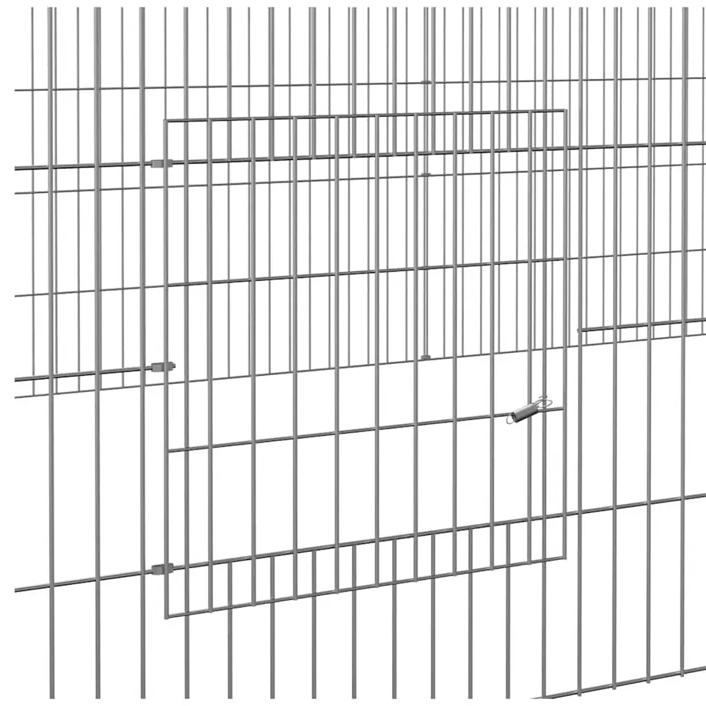 4-Panel Rabbit Cage Small Animal Hutch Run Playpen Galvanised Iron Silver 433cm