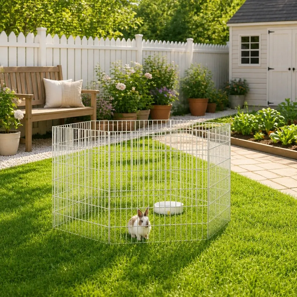 Small Animal Enclosure 6-Panel Pet Pen Play Pen for Rabbits Guinea Pigs Outdoor 54 x 60 cm Panels