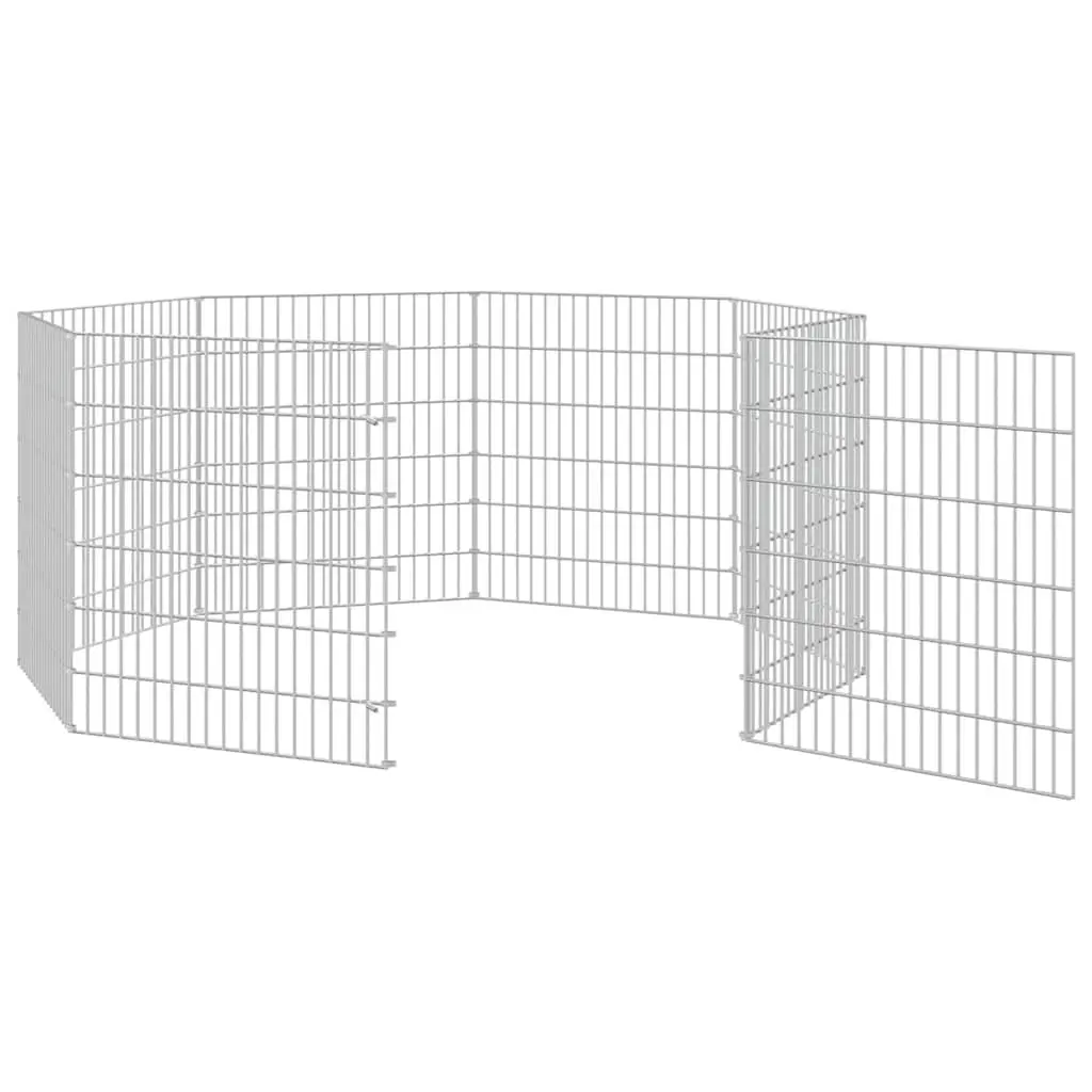 Small Animal Enclosure 8-Panel Pet Pen for Rabbit Guinea Pig Exercise 54 x 60 cm Galvanised Iron Silver