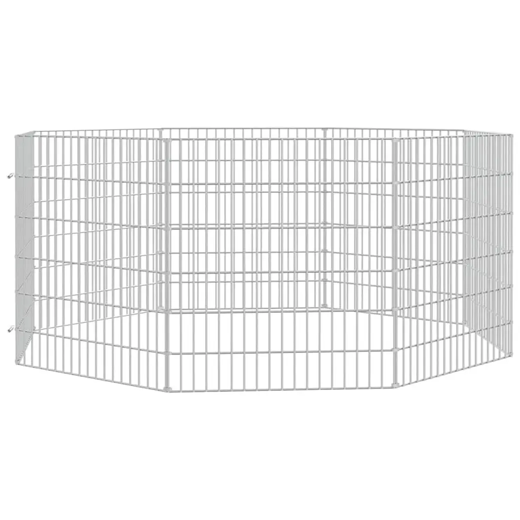 Small Animal Enclosure 8-Panel Pet Pen for Rabbit Guinea Pig Exercise 54 x 60 cm Galvanised Iron Silver