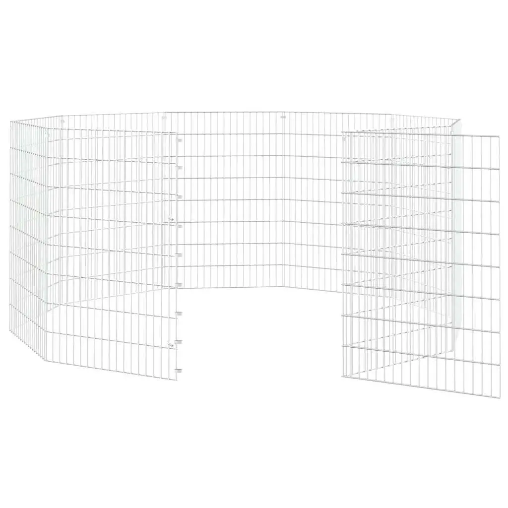 Small Animal Enclosure 10-Panel Pet Pen for Rabbit Guinea Pig Silver