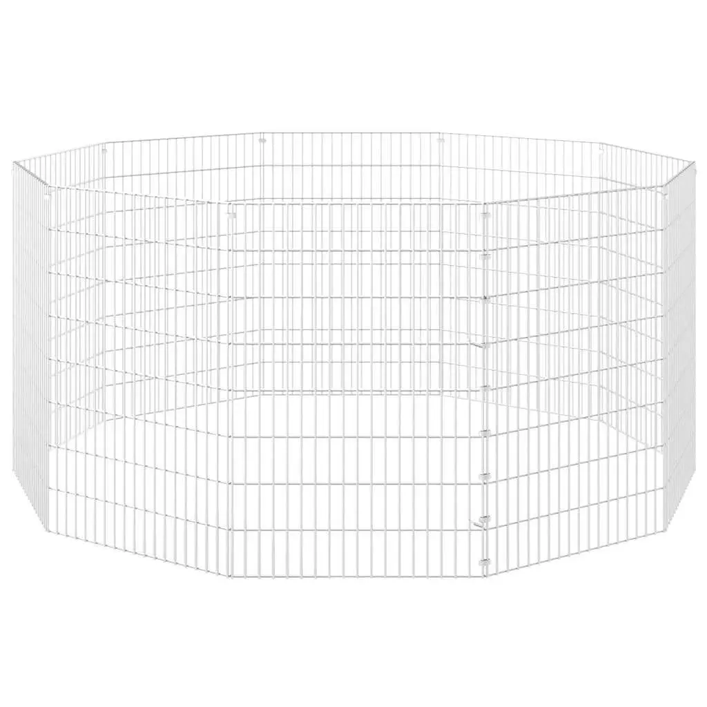 Small Animal Enclosure 10-Panel Pet Pen for Rabbit Guinea Pig Silver