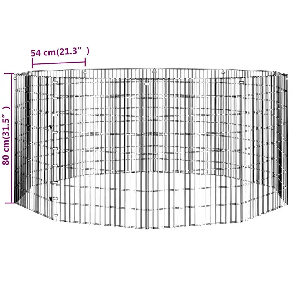 Small Animal Enclosure 10-Panel Pet Pen for Rabbit Guinea Pig Silver