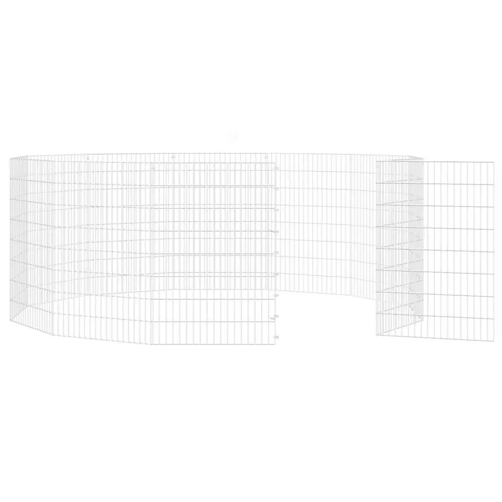 Small Animal Enclosure 12 Panel Pen for Rabbits and Guinea Pigs Silver 54 x 80 cm