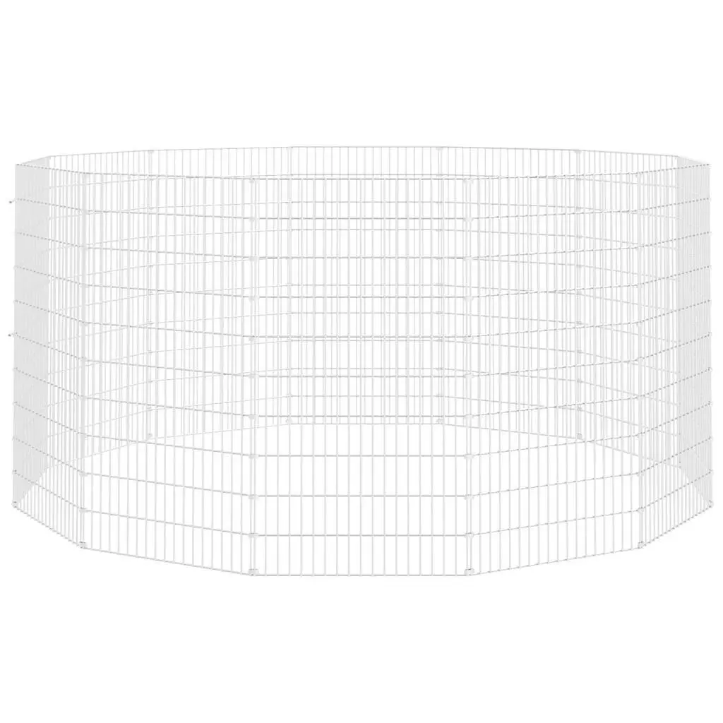 12 Panel Galvanised Iron Exercise Cage for Small Animal Enclosure Playpen 54x100cm Silver