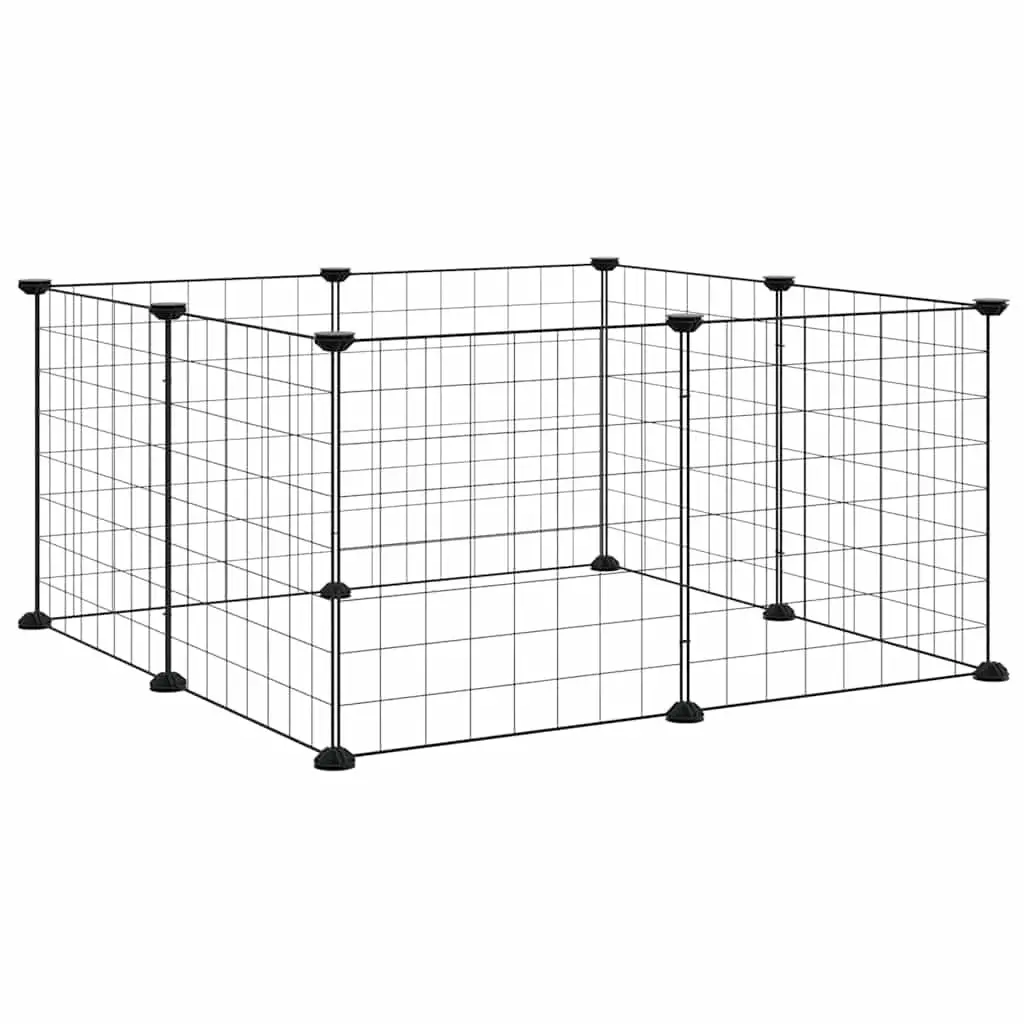 8-Panel Pet Cage Playpen Black Steel Small Animal Exercise Enclosure Run