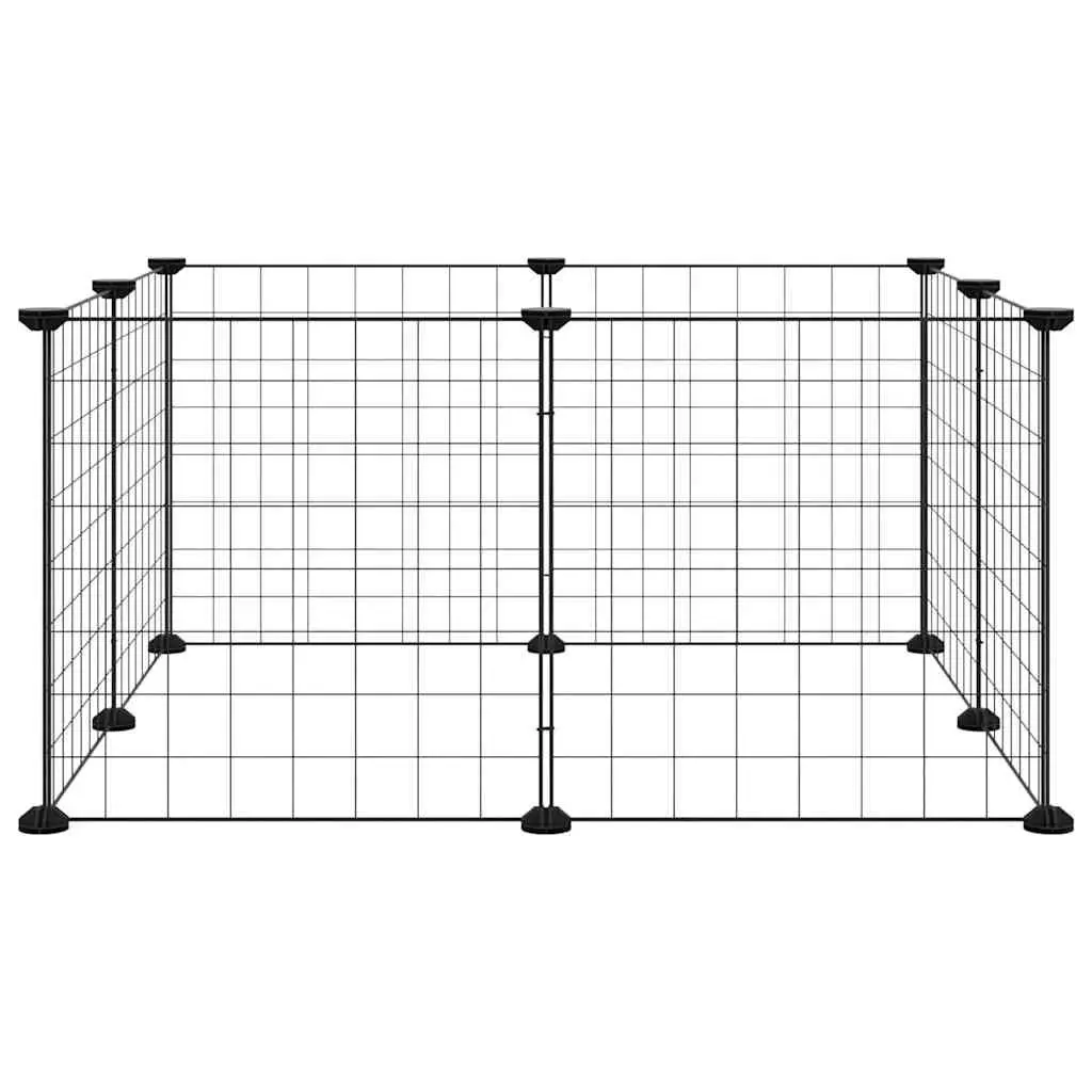 8-Panel Pet Cage Playpen Black Steel Small Animal Exercise Enclosure Run