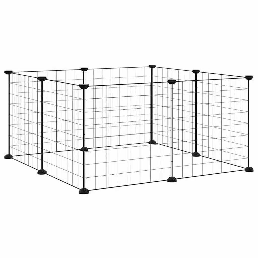 8-Panel Pet Cage Playpen Black Steel Small Animal Exercise Enclosure Run