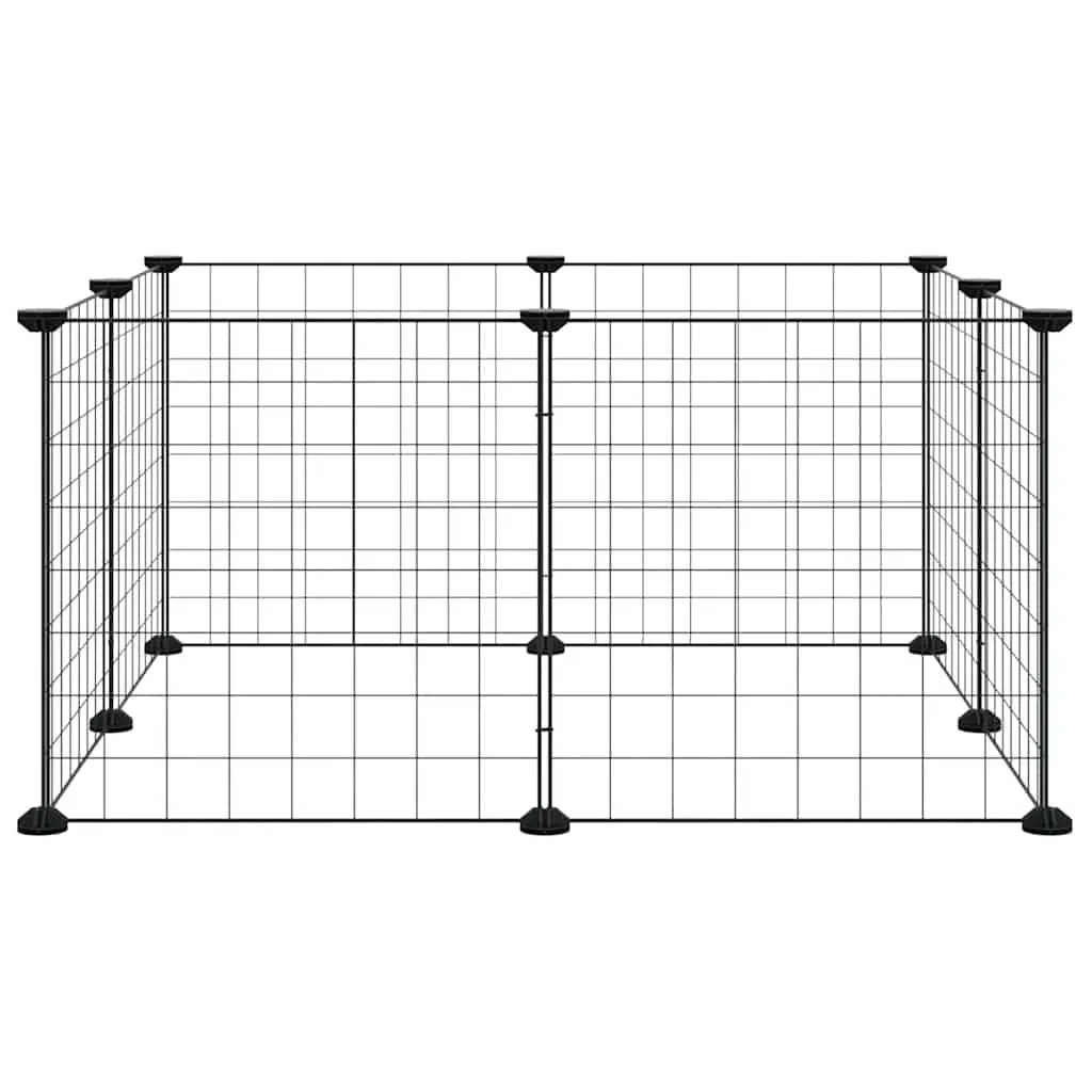 8-Panel Pet Cage Playpen Black Steel Small Animal Exercise Enclosure Run