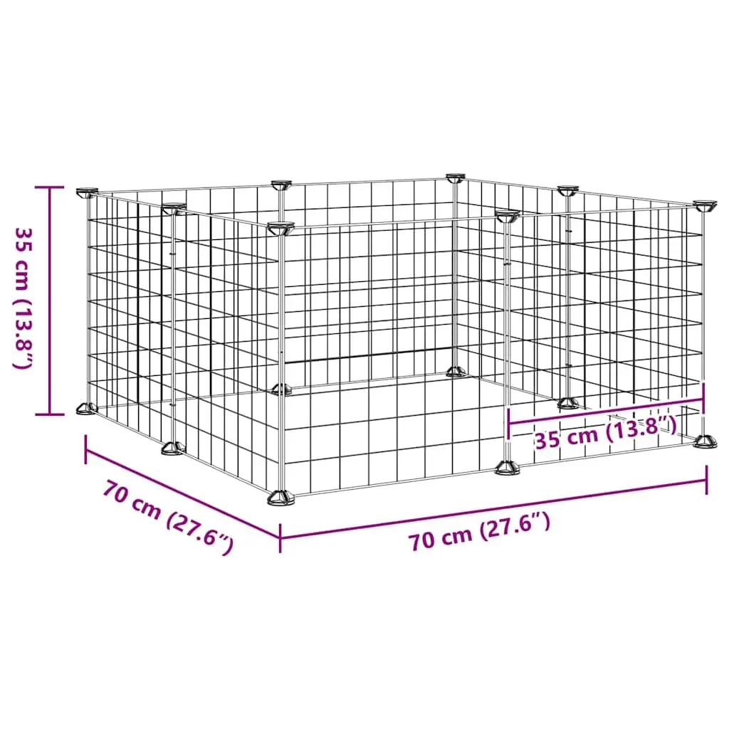 8-Panel Pet Cage Playpen Black Steel Small Animal Exercise Enclosure Run