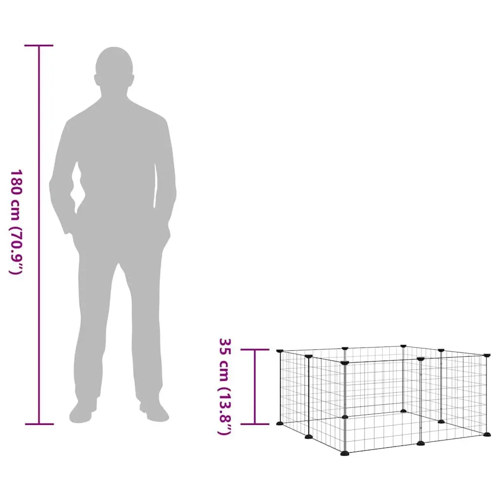 8-Panel Pet Cage Playpen Black Steel Small Animal Exercise Enclosure Run