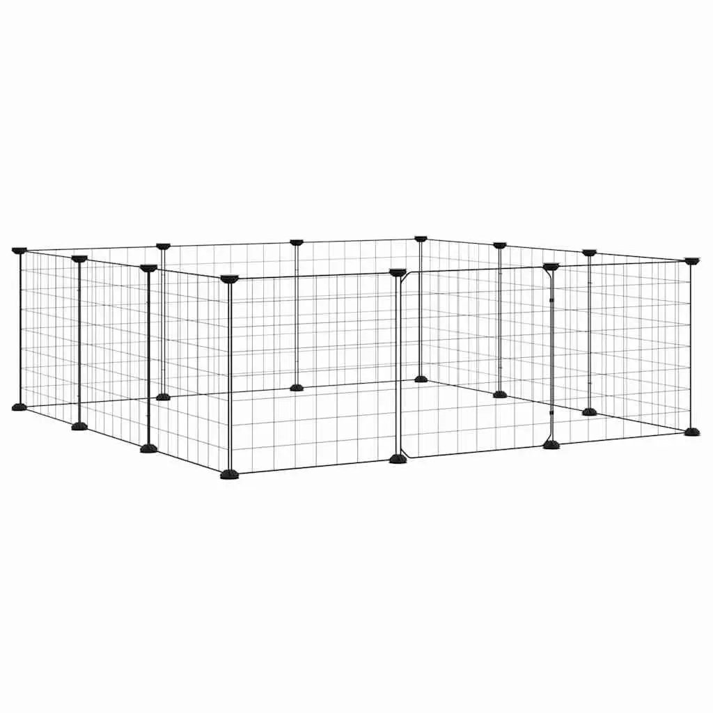 12-Panel Small Animal Pet Cage Enclosure for Indoor Use Black 105x105x35cm