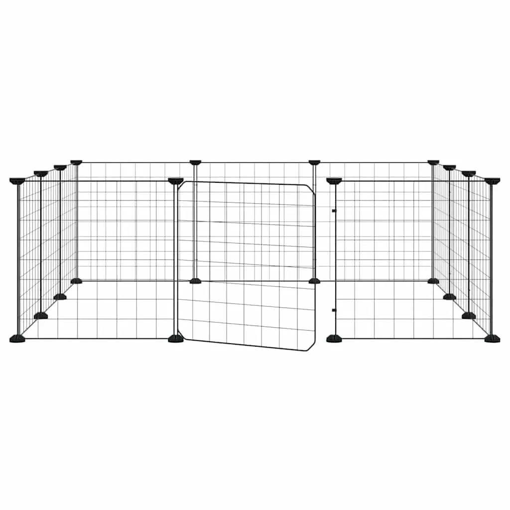 12-Panel Small Animal Pet Cage Enclosure for Indoor Use Black 105x105x35cm