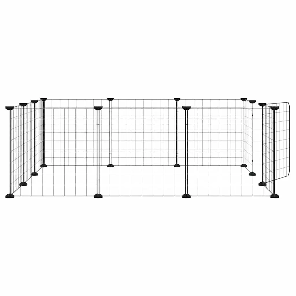 12-Panel Small Animal Pet Cage Enclosure for Indoor Use Black 105x105x35cm