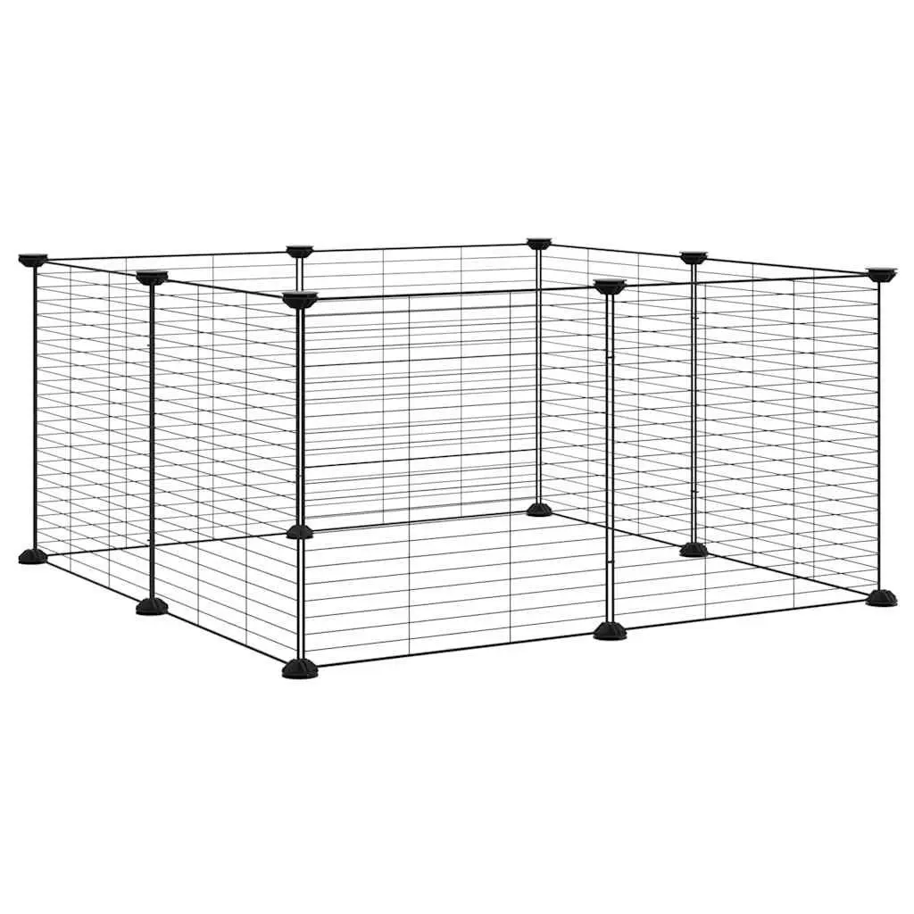 8 Panel Pet Cage for Small Animals 70x70x35 cm Black Enclosure Playpen Exercise