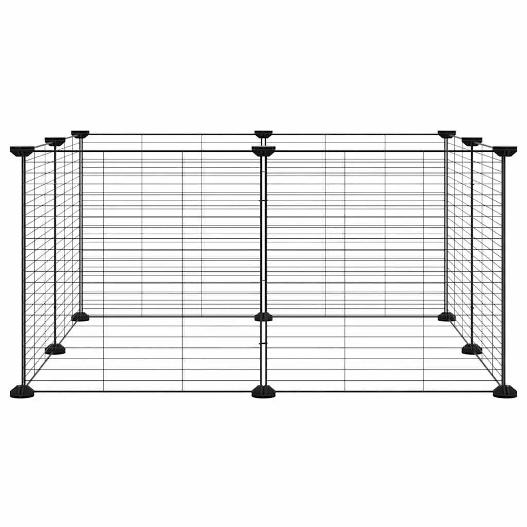 8 Panel Pet Cage for Small Animals 70x70x35 cm Black Enclosure Playpen Exercise
