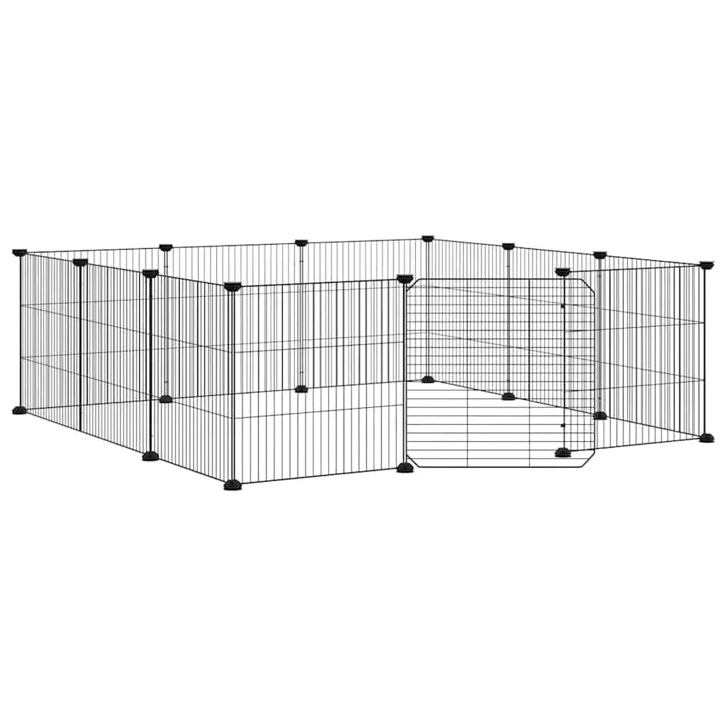 12 Panel Pet Cage for Small Animals Black 105 x 105 x 35 cm